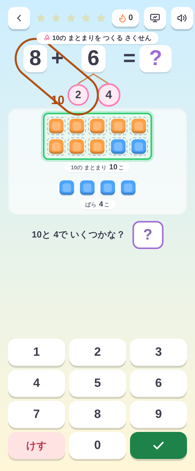 10と4でいくつかな