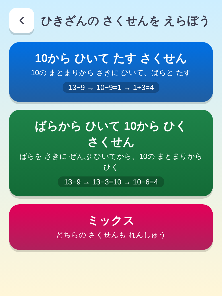 ひきざんのさくせんえらび