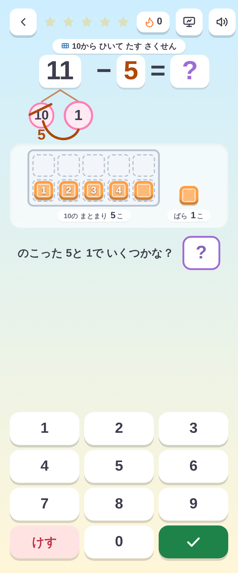 10にななめ線、その下に残りの5