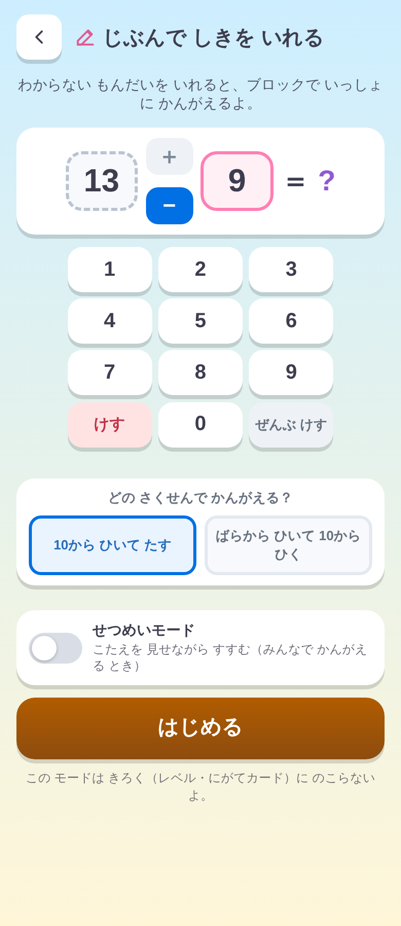 じぶんでしきをいれる画面